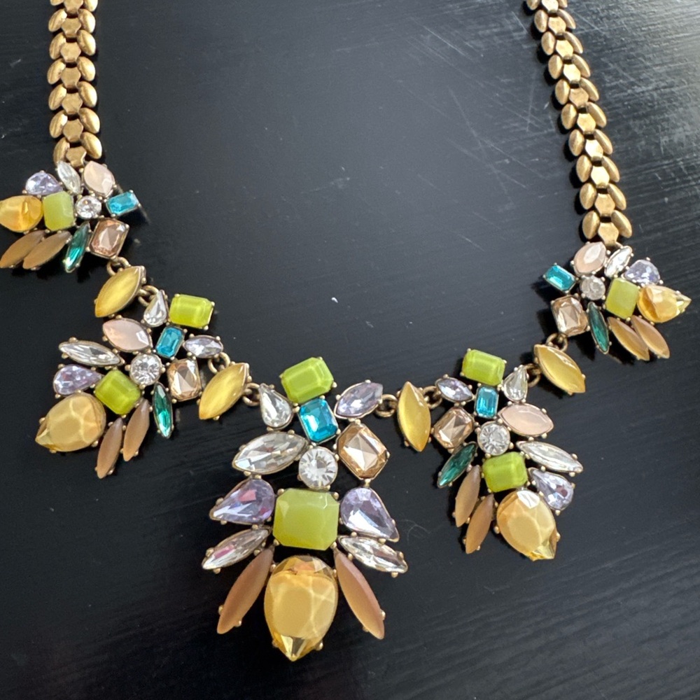 Stella & Dot Jewel Cluster Statement Necklace – 18” Fall Jewel Tones